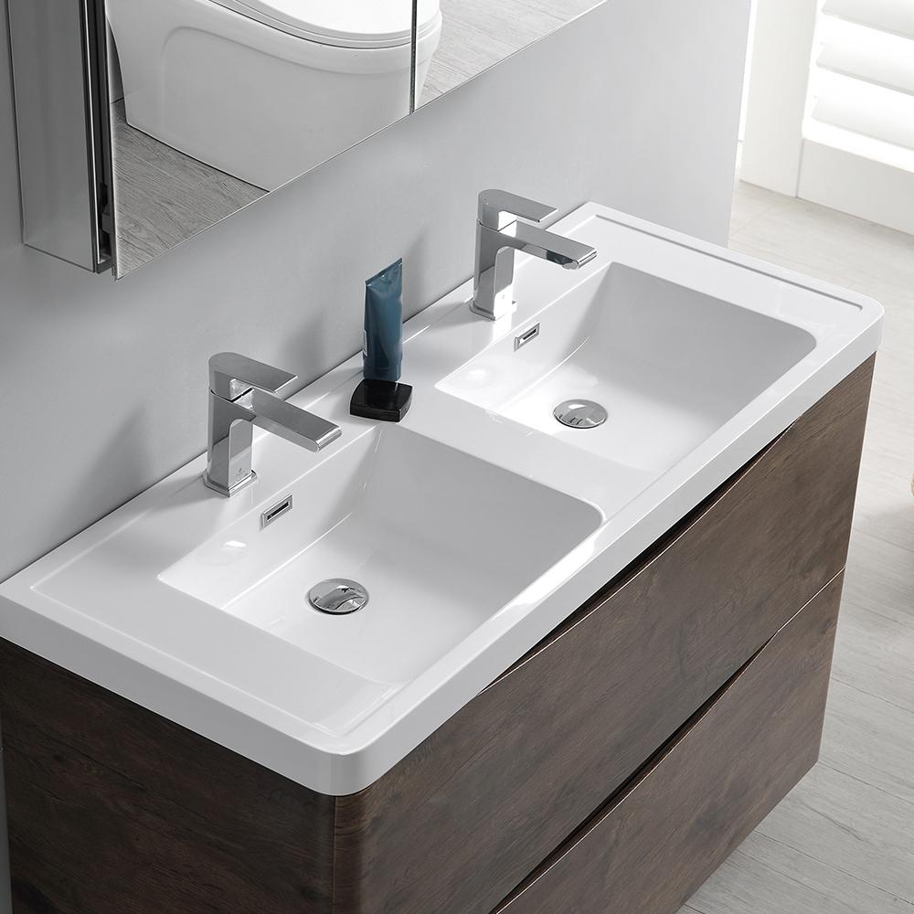 Fresca Tuscany 48" Rosewood Free Standing Double Sink Modern Bathroom Vanity w/ Medicine Cabinet