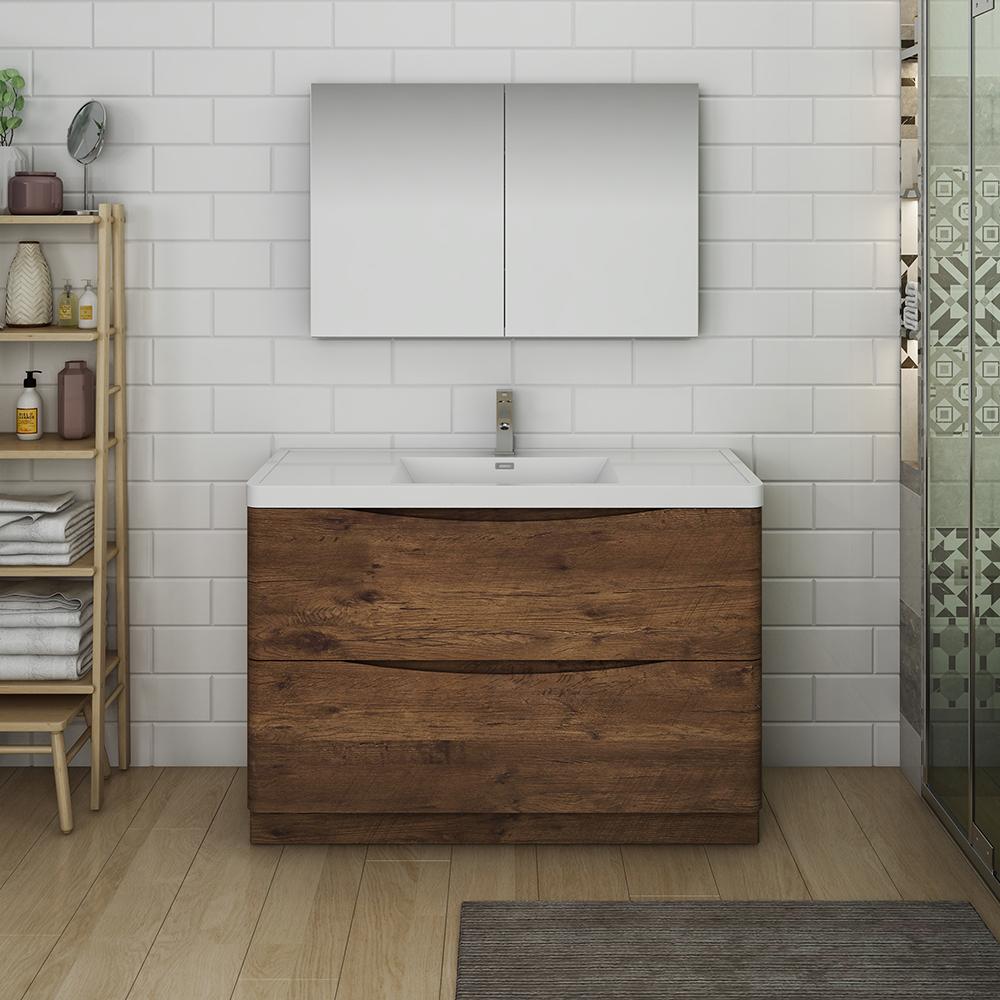 Fresca Tuscany 48" Rosewood Free Standing Modern Bathroom Vanity w/ Medicine Cabinet