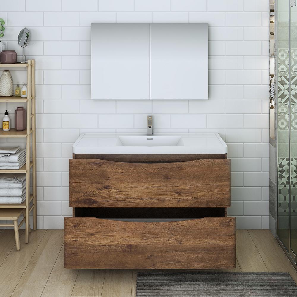 Fresca Tuscany 48" Rosewood Free Standing Modern Bathroom Vanity w/ Medicine Cabinet