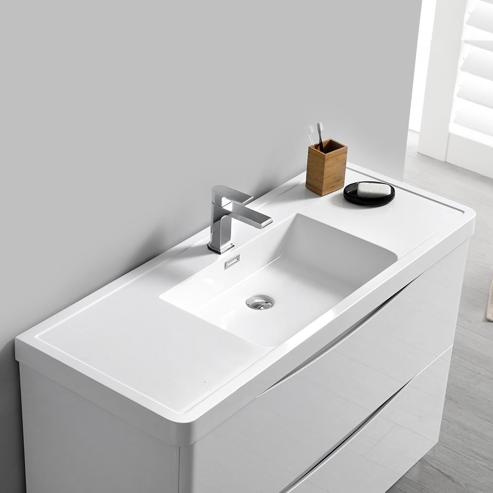 Fresca Tuscany 48" Glossy White Free Standing Modern Bathroom Vanity w/ Medicine Cabinet