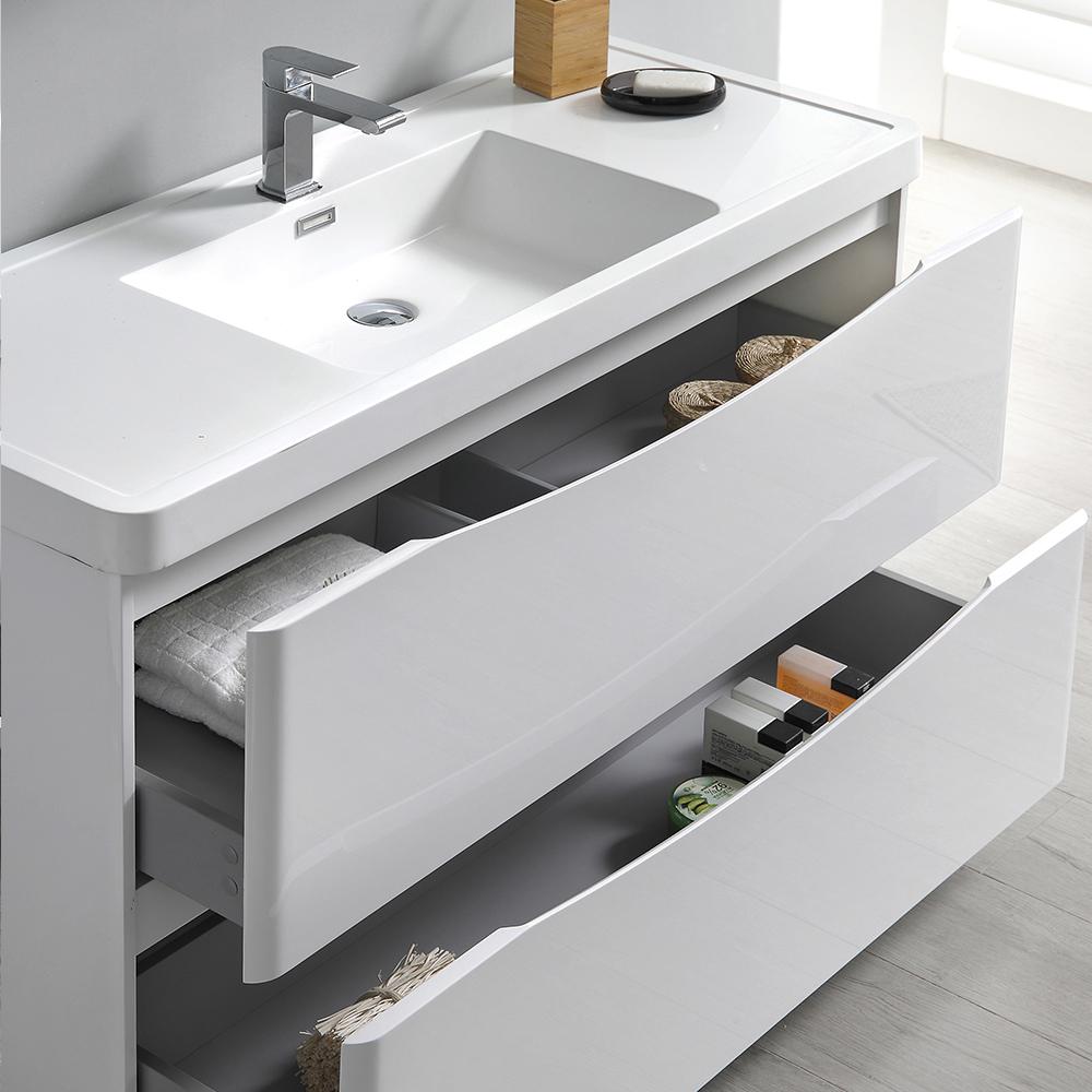 Fresca Tuscany 48" Glossy White Free Standing Modern Bathroom Vanity w/ Medicine Cabinet