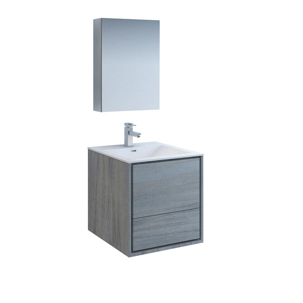 Fresca Catania 24" Ocean Gray Wall Hung Modern Bathroom Vanity w/ Medicine Cabinet
