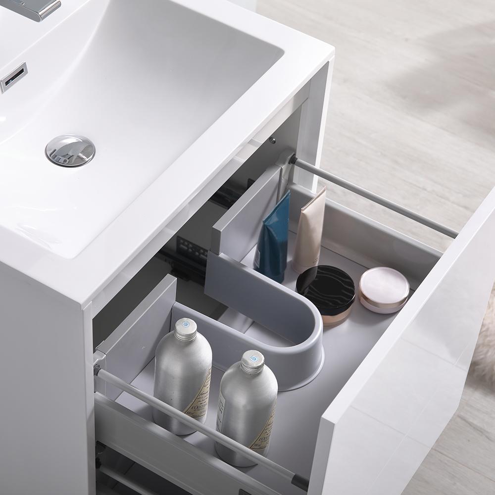 Fresca Catania 24" Glossy White Wall Hung Modern Bathroom Vanity w/ Medicine Cabinet