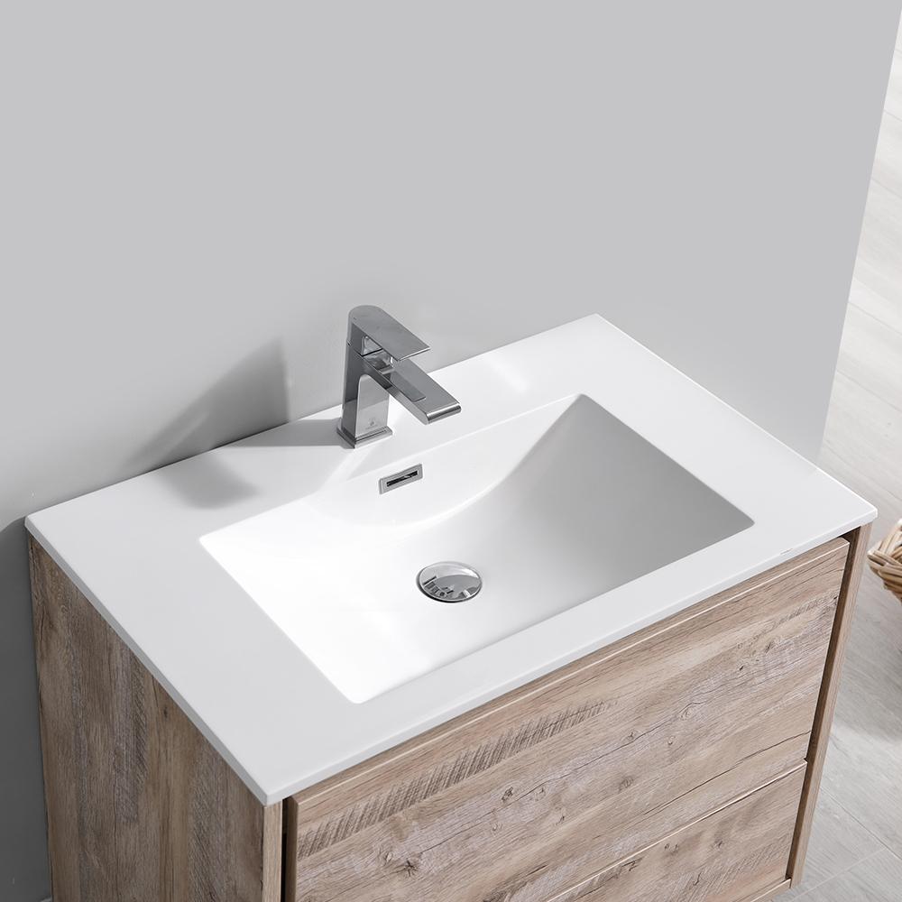 Fresca Catania 30" Rustic Natural Wood Wall Hung Modern Bathroom Vanity w/ Medicine Cabinet