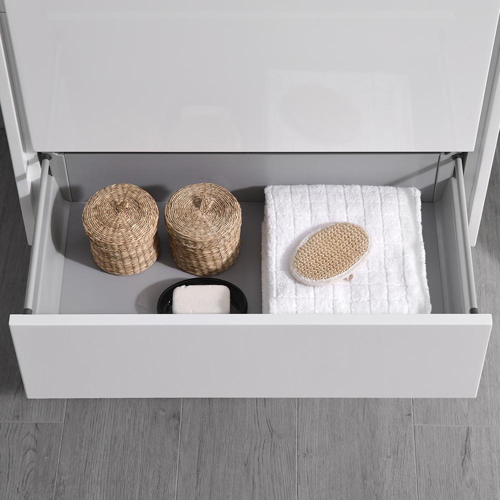 Fresca Catania 30" Glossy White Wall Hung Modern Bathroom Vanity w/ Medicine Cabinet