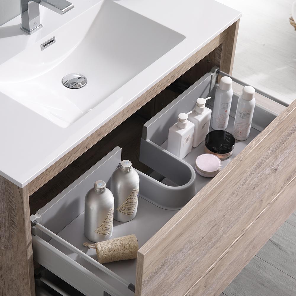 Fresca Catania 36" Rustic Natural Wood Wall Hung Modern Bathroom Vanity w/ Medicine Cabinet