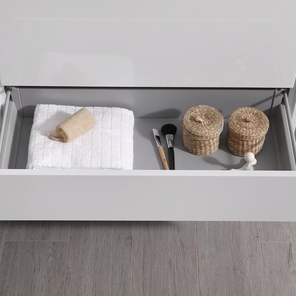 Fresca Catania 36" Glossy White Wall Hung Modern Bathroom Vanity w/ Medicine Cabinet