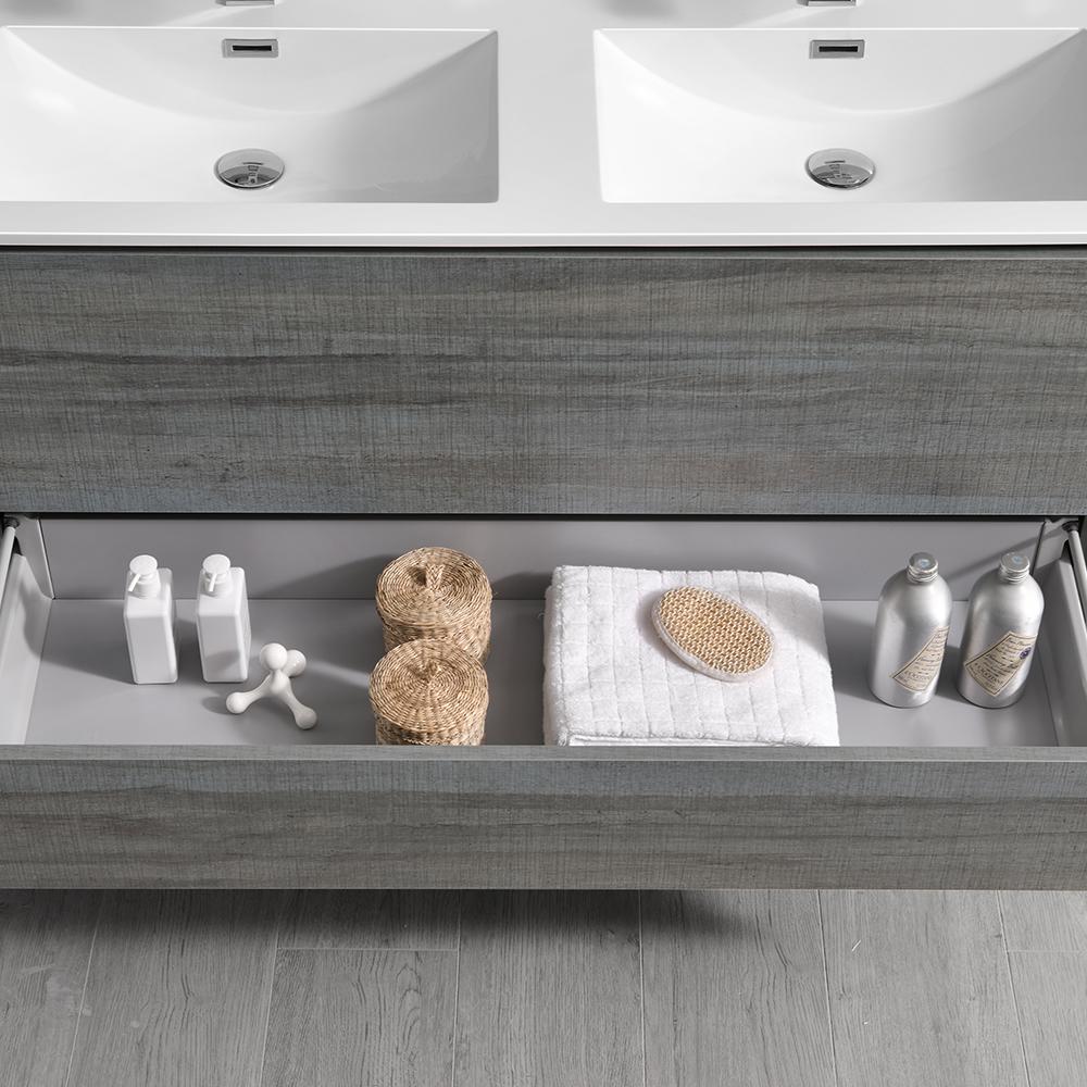 Fresca Catania 48" Ocean Gray Wall Hung Double Sink Modern Bathroom Vanity w/ Medicine Cabinet