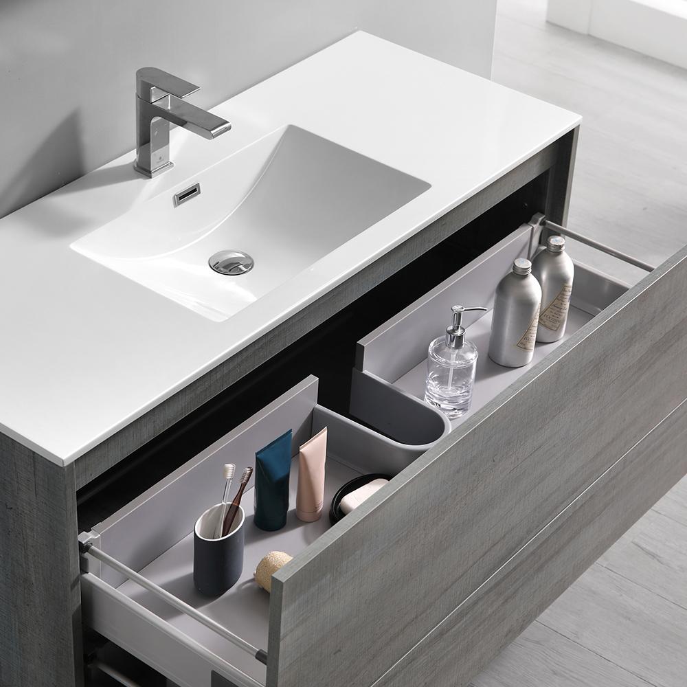 Fresca Catania 48" Ocean Gray Wall Hung Modern Bathroom Vanity w/ Medicine Cabinet