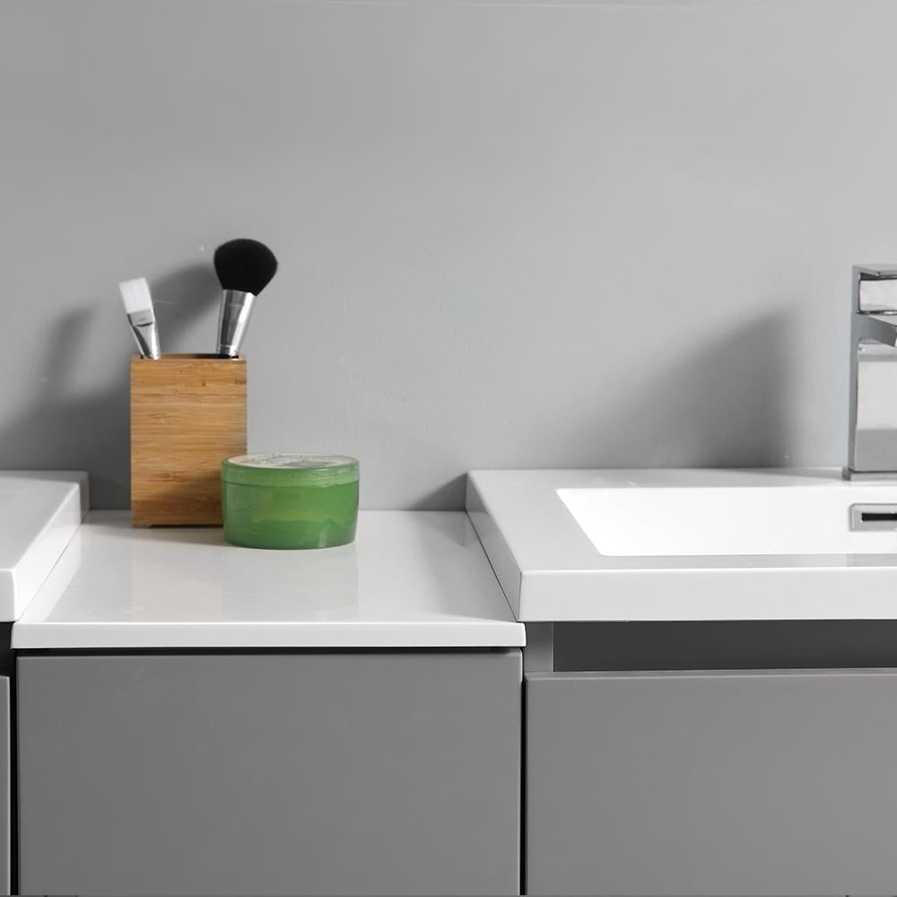 Fresca Lazzaro 60" Gray Free Standing Double Sink Modern Bathroom Vanity w/ Medicine Cabinet