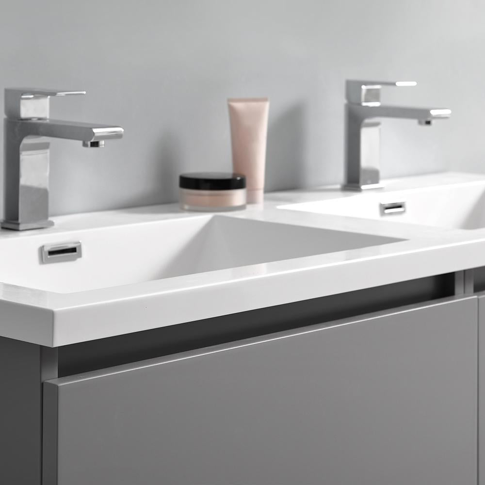 Fresca Lazzaro 48" Gray Free Standing Double Sink Modern Bathroom Vanity w/ Medicine Cabinet