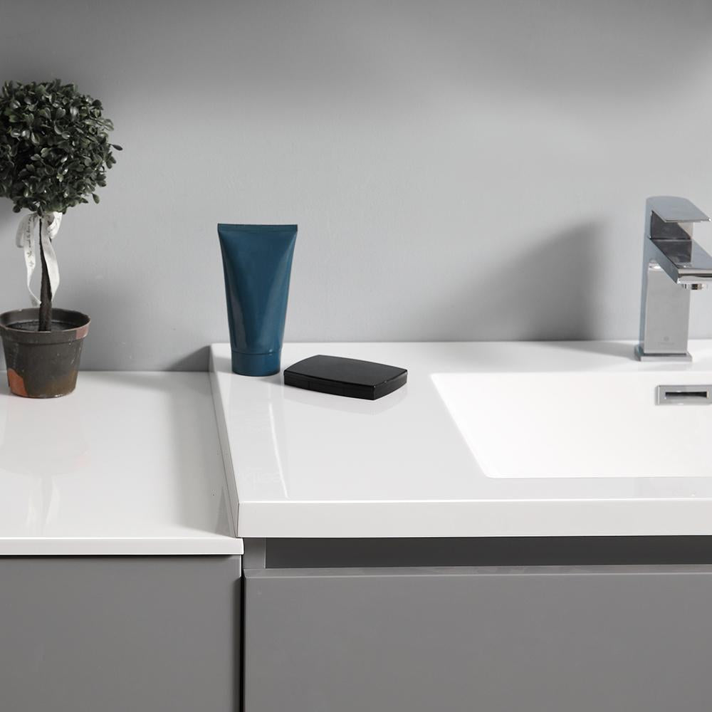 Fresca Lazzaro 72" Gray Free Standing Double Sink Modern Bathroom Vanity w/ Medicine Cabinet