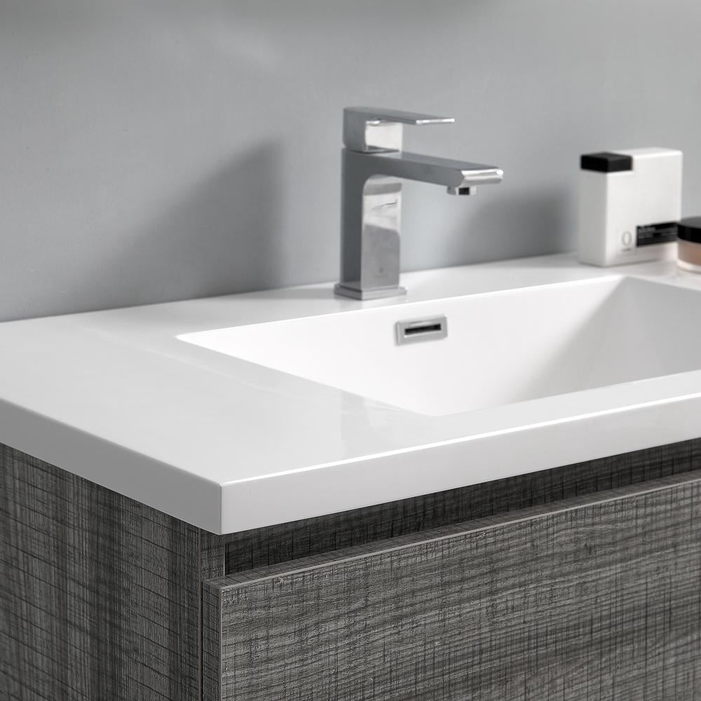 Fresca Lazzaro 60" Glossy Ash Gray Free Standing Double Sink Modern Bathroom Vanity w/ Medicine Cabinet