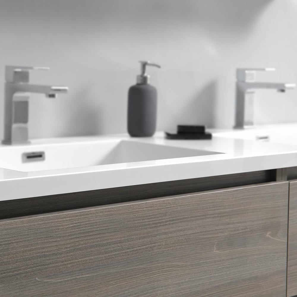 Fresca Lazzaro 60" Gray Wood Free Standing Double Sink Modern Bathroom Vanity w/ Medicine Cabinet