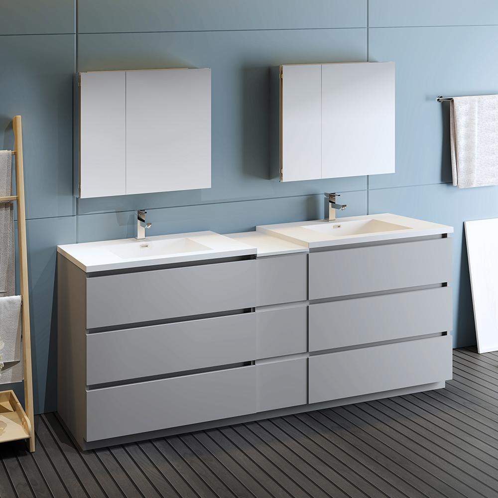 Fresca-Lazzaro-84"-Gray-Free-Standing-Double-Sink-Modern-Bathroom-Vanity-w/-Medicine-Cabinet-(FVN93-361236GR-D)
