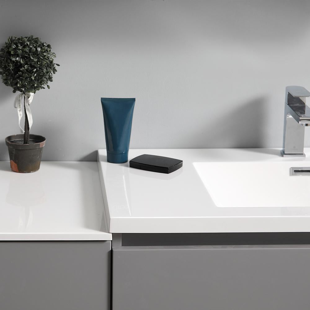 Fresca Lazzaro 84" Gray Free Standing Double Sink Modern Bathroom Vanity w/ Medicine Cabinet