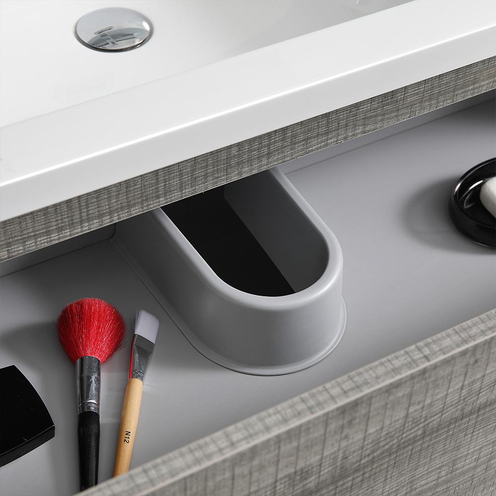 Fresca Lazzaro 84" Glossy Ash Gray Free Standing Double Sink Modern Bathroom Vanity w/ Medicine Cabinet