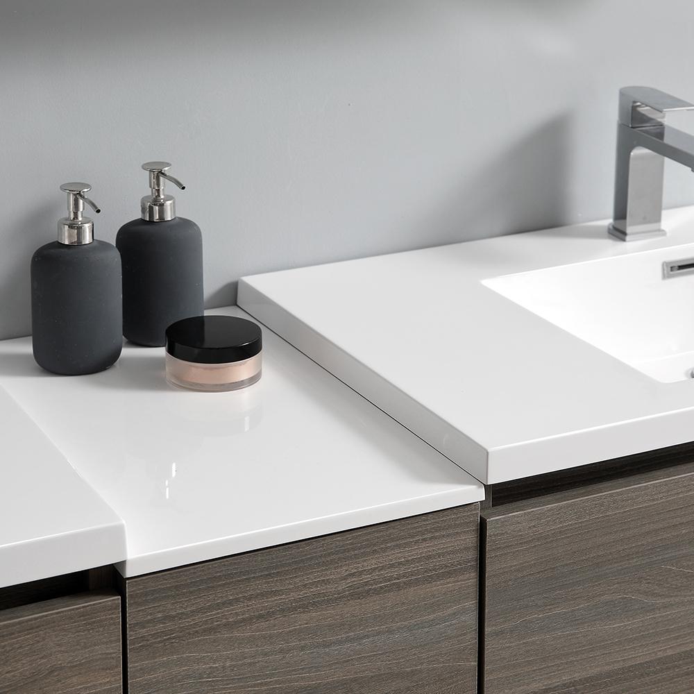 Fresca Lazzaro 84" Gray Wood Free Standing Double Sink Modern Bathroom Vanity w/ Medicine Cabinet