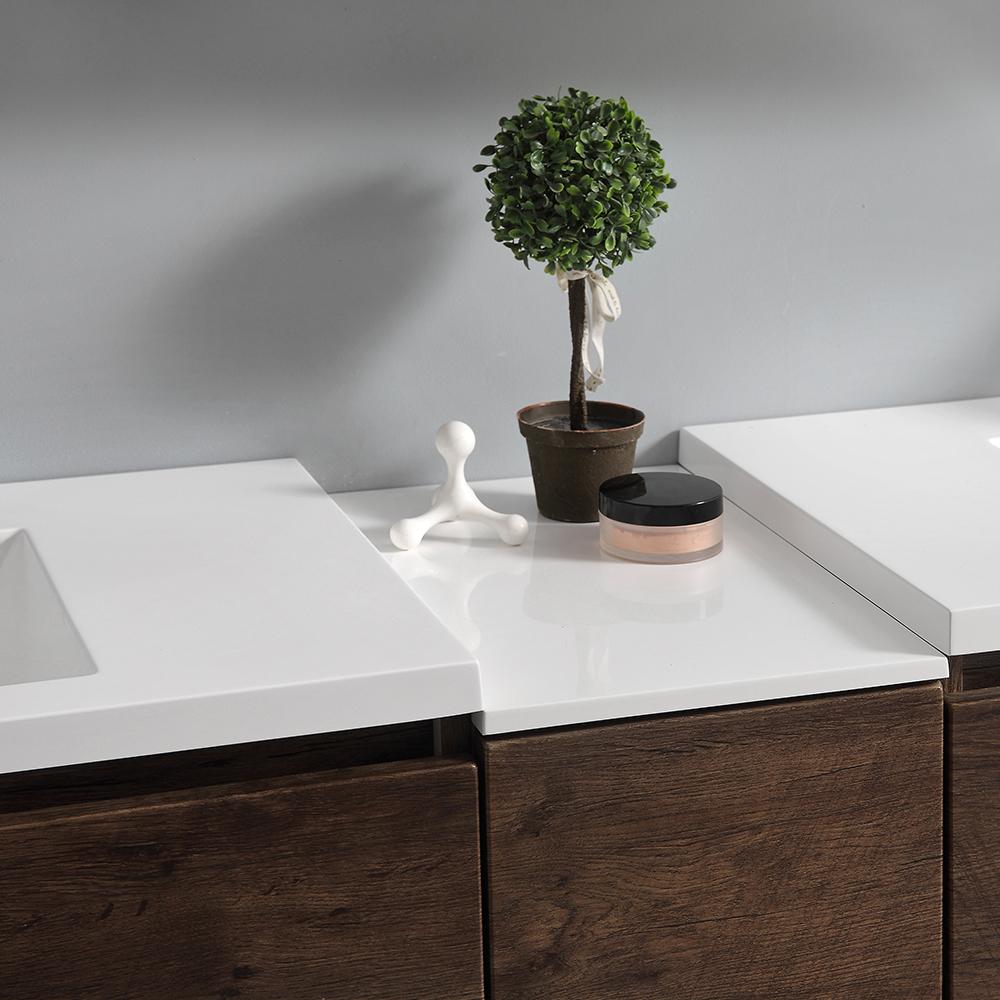 Fresca Lazzaro 84" Rosewood Free Standing Double Sink Modern Bathroom Vanity w/ Medicine Cabinet