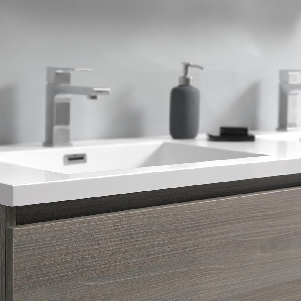 Fresca Lazzaro 72" Gray Wood Free Standing Double Sink Modern Bathroom Vanity w/ Medicine Cabinet