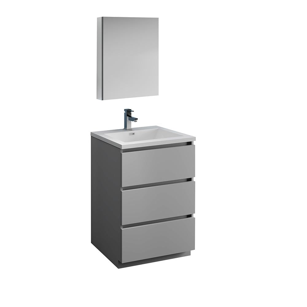 Fresca Lazzaro 24" Gray Free Standing Modern Bathroom Vanity w/ Medicine Cabinet