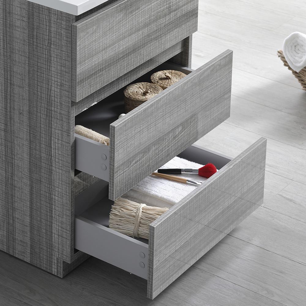 Fresca Lazzaro 24" Glossy Ash Gray Free Standing Modern Bathroom Vanity w/ Medicine Cabinet