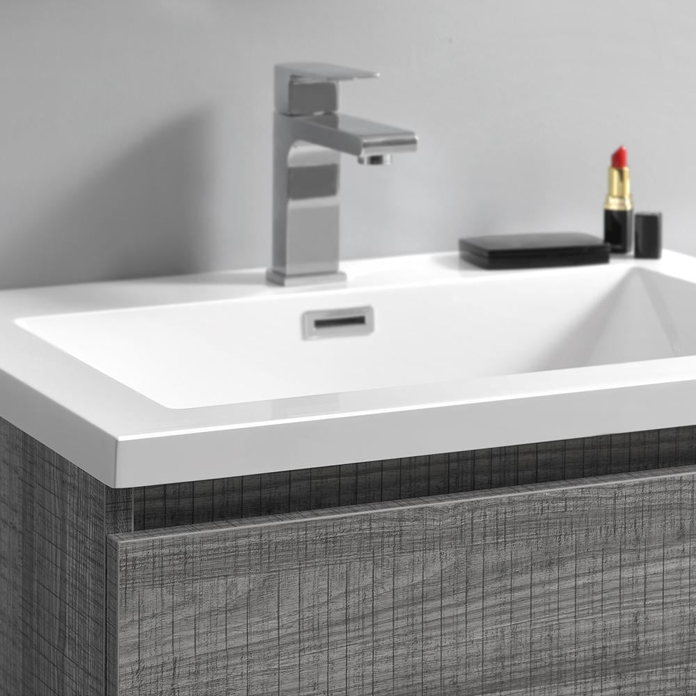 Fresca Lazzaro 24" Glossy Ash Gray Free Standing Modern Bathroom Vanity w/ Medicine Cabinet