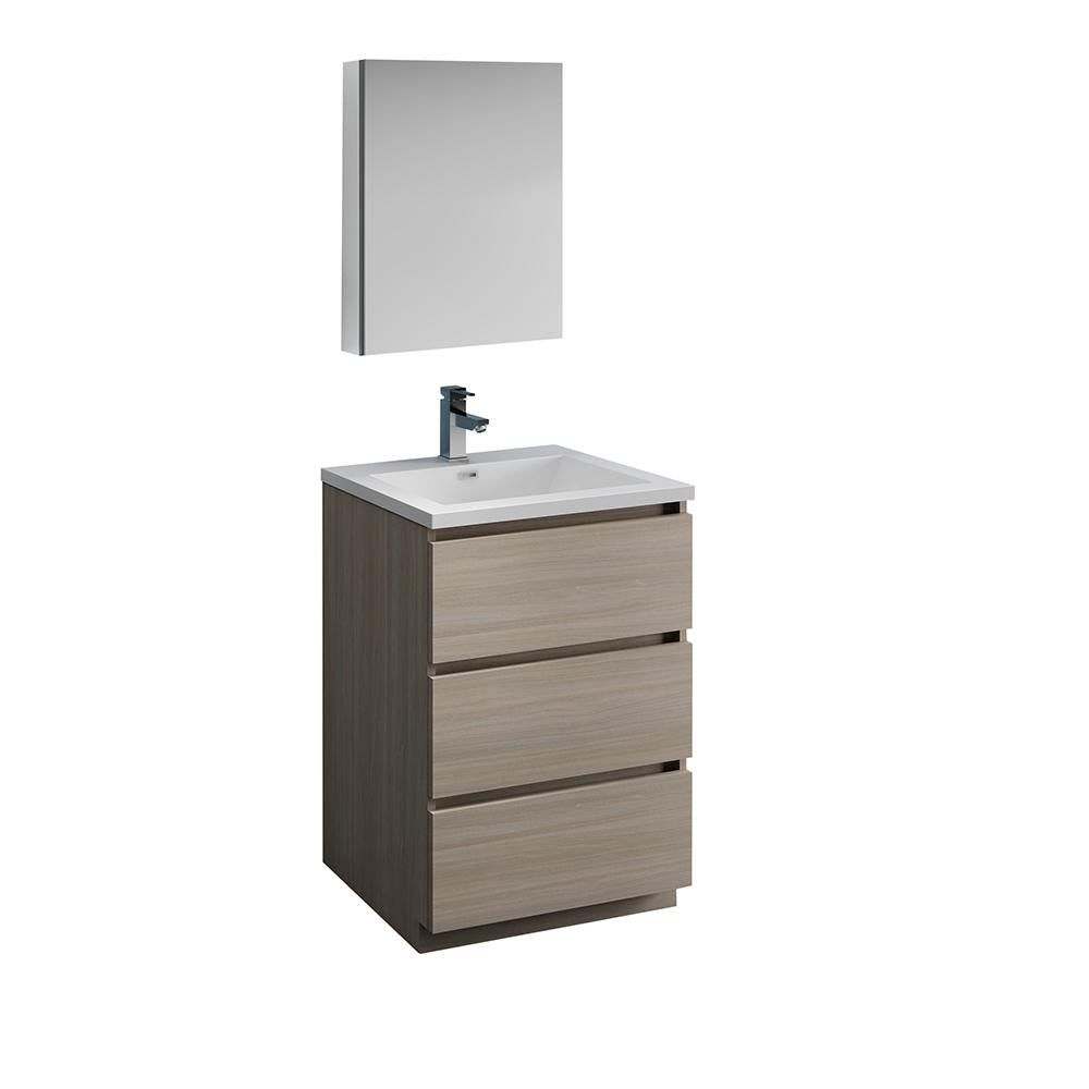 Fresca Lazzaro 24" Gray Wood Free Standing Modern Bathroom Vanity w/ Medicine Cabinet