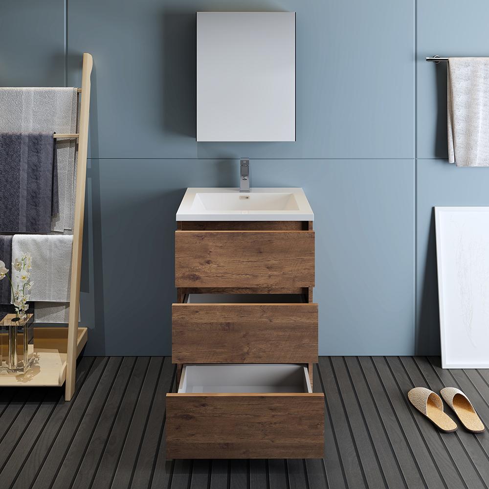 Fresca Lazzaro 24" Rosewood Free Standing Modern Bathroom Vanity w/ Medicine Cabinet