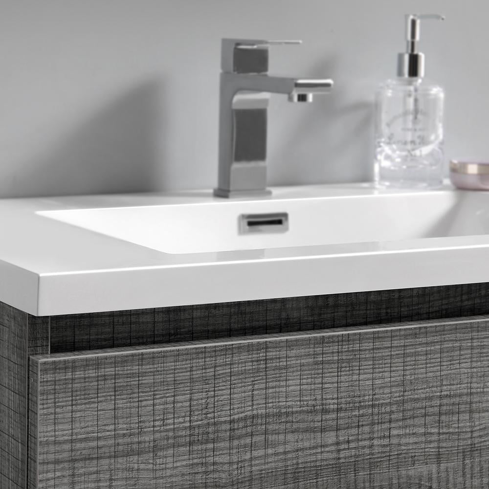 Fresca Lazzaro 30" Glossy Ash Gray Free Standing Modern Bathroom Vanity w/ Medicine Cabinet