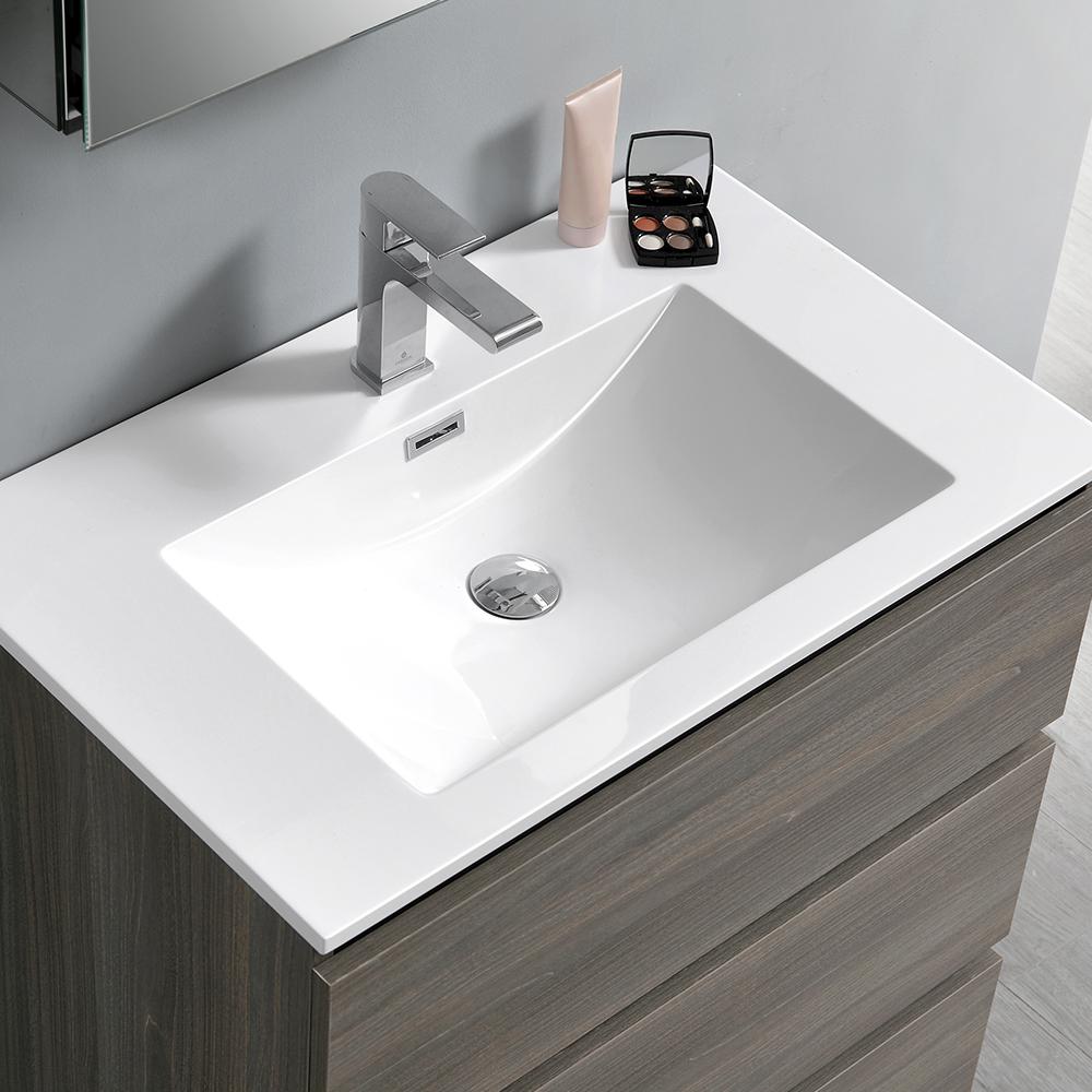 Fresca Lazzaro 30" Gray Wood Free Standing Modern Bathroom Vanity w/ Medicine Cabinet