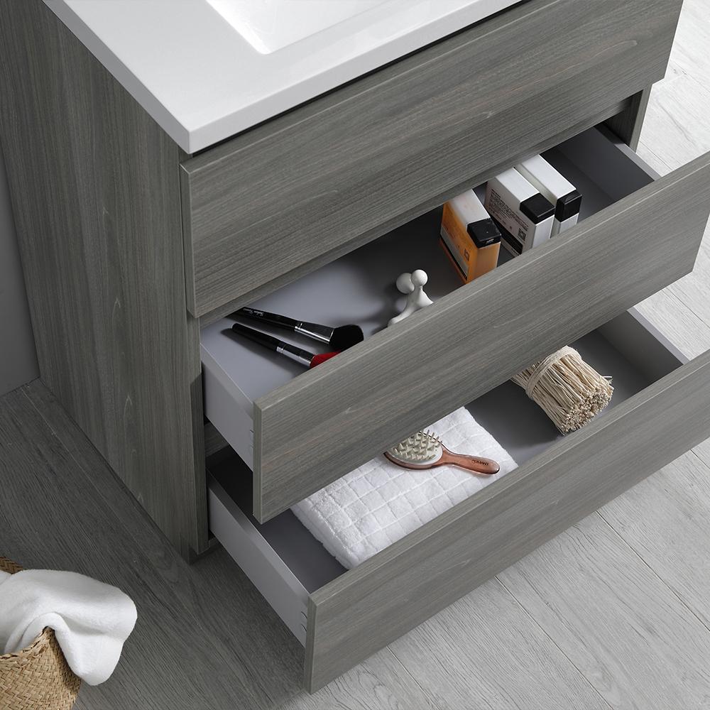 Fresca Lazzaro 30" Gray Wood Free Standing Modern Bathroom Vanity w/ Medicine Cabinet