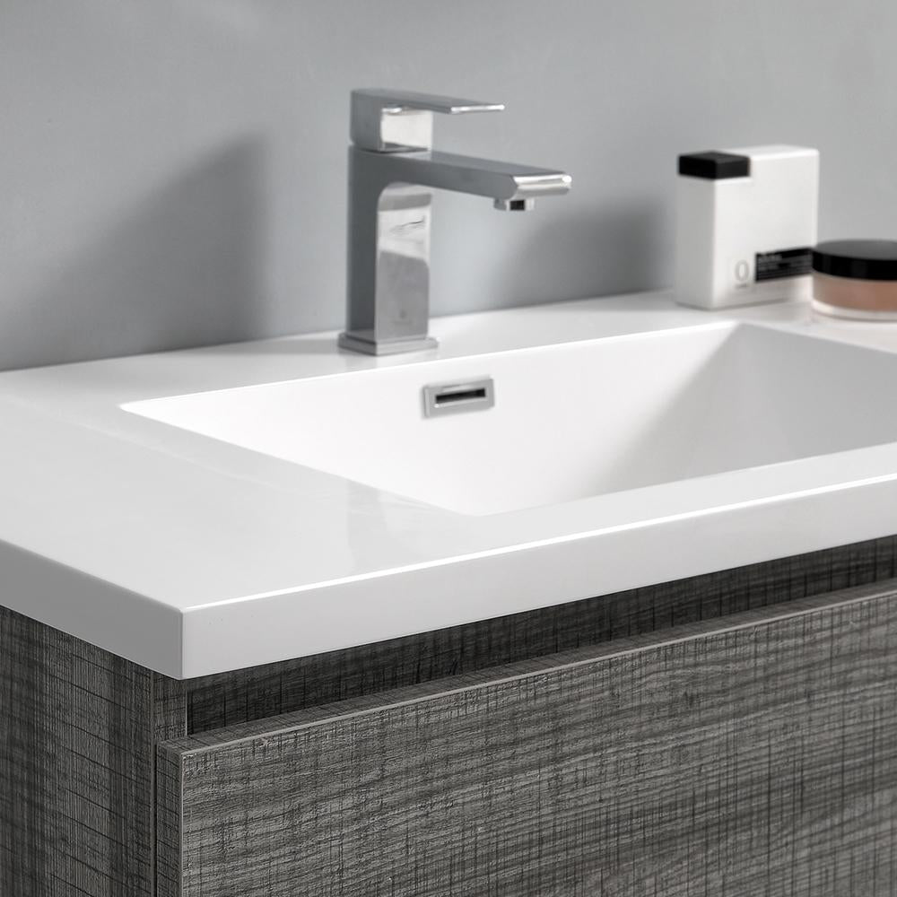 Fresca Lazzaro 36" Glossy Ash Gray Free Standing Modern Bathroom Vanity w/ Medicine Cabinet