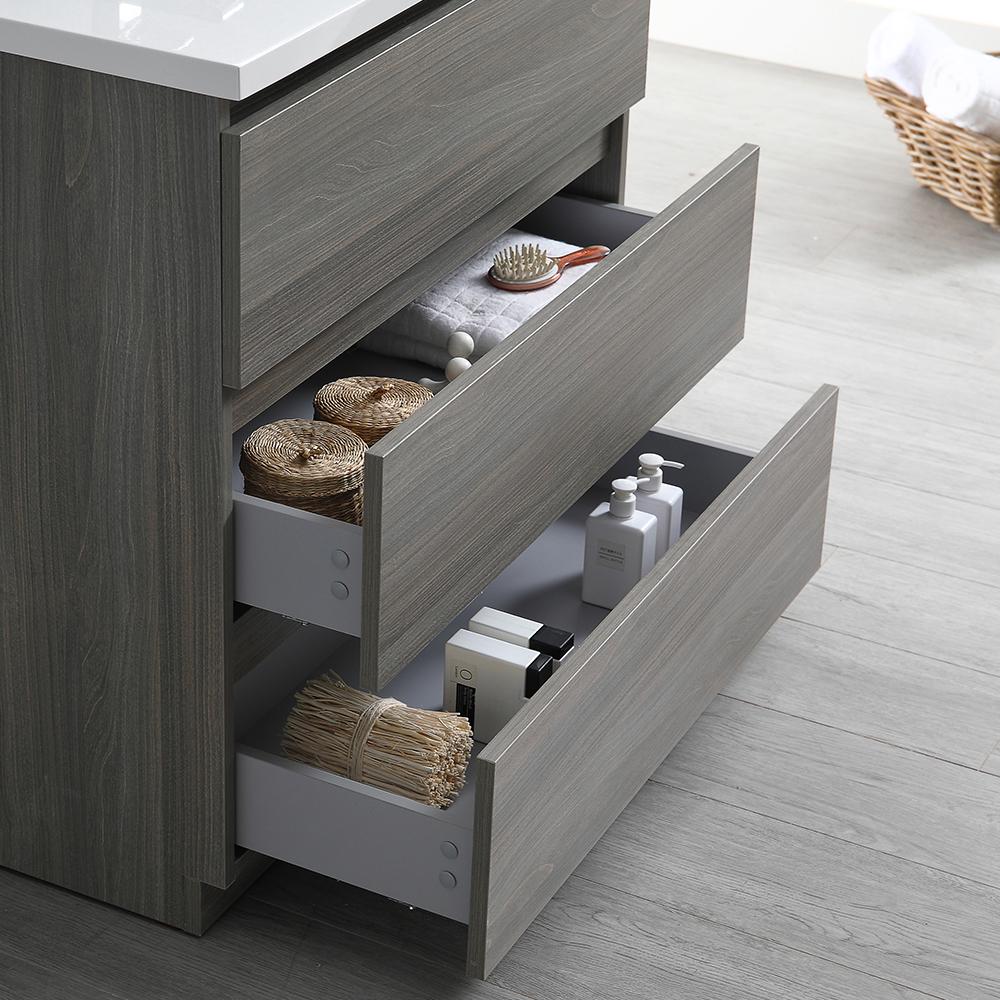 Fresca Lazzaro 36" Gray Wood Free Standing Modern Bathroom Vanity w/ Medicine Cabinet