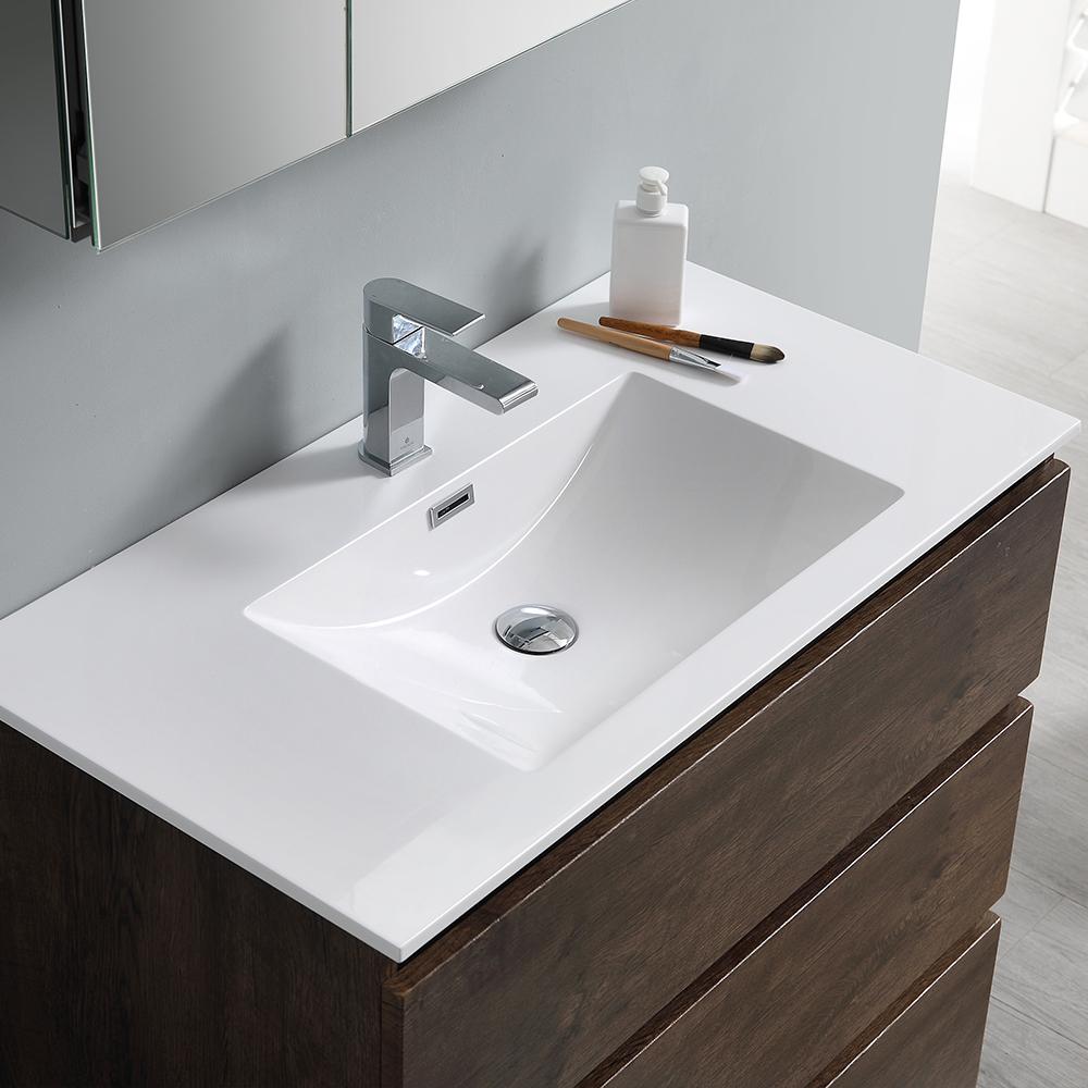Fresca Lazzaro 36" Rosewood Free Standing Modern Bathroom Vanity w/ Medicine Cabinet