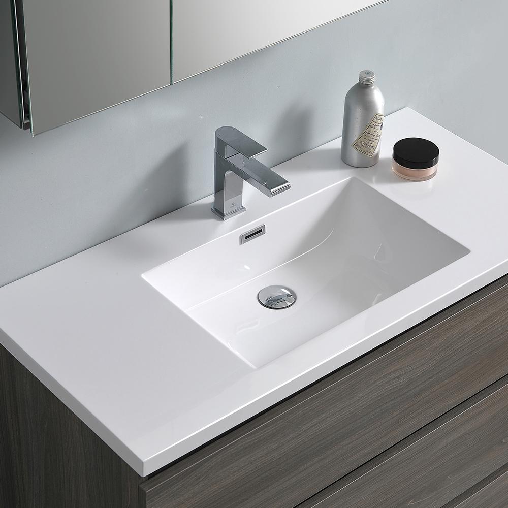 Fresca Lazzaro 42" Gray Wood Free Standing Modern Bathroom Vanity w/ Medicine Cabinet