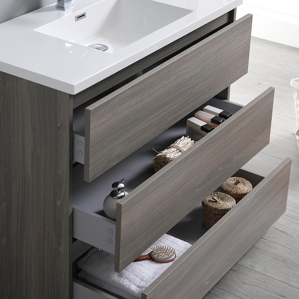 Fresca Lazzaro 42" Gray Wood Free Standing Modern Bathroom Vanity w/ Medicine Cabinet