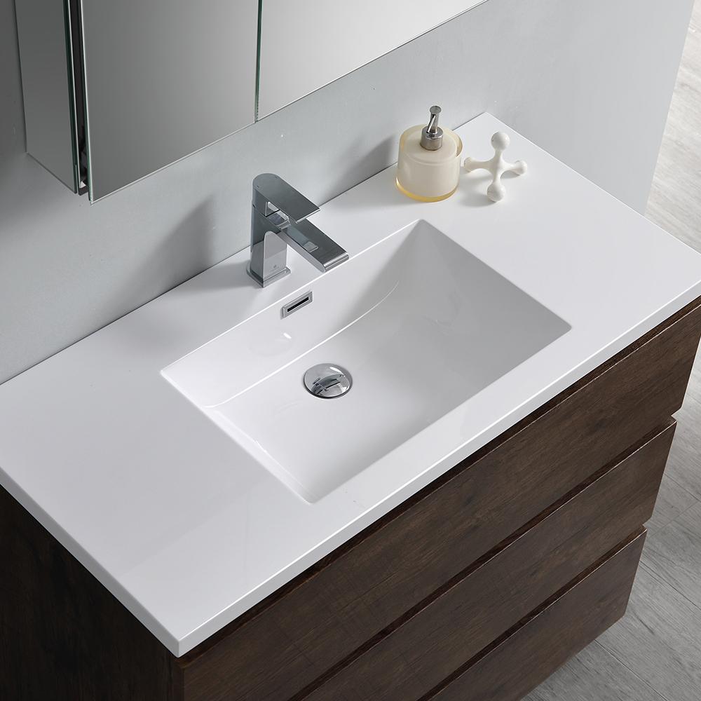 Fresca Lazzaro 42" Rosewood Free Standing Modern Bathroom Vanity w/ Medicine Cabinet