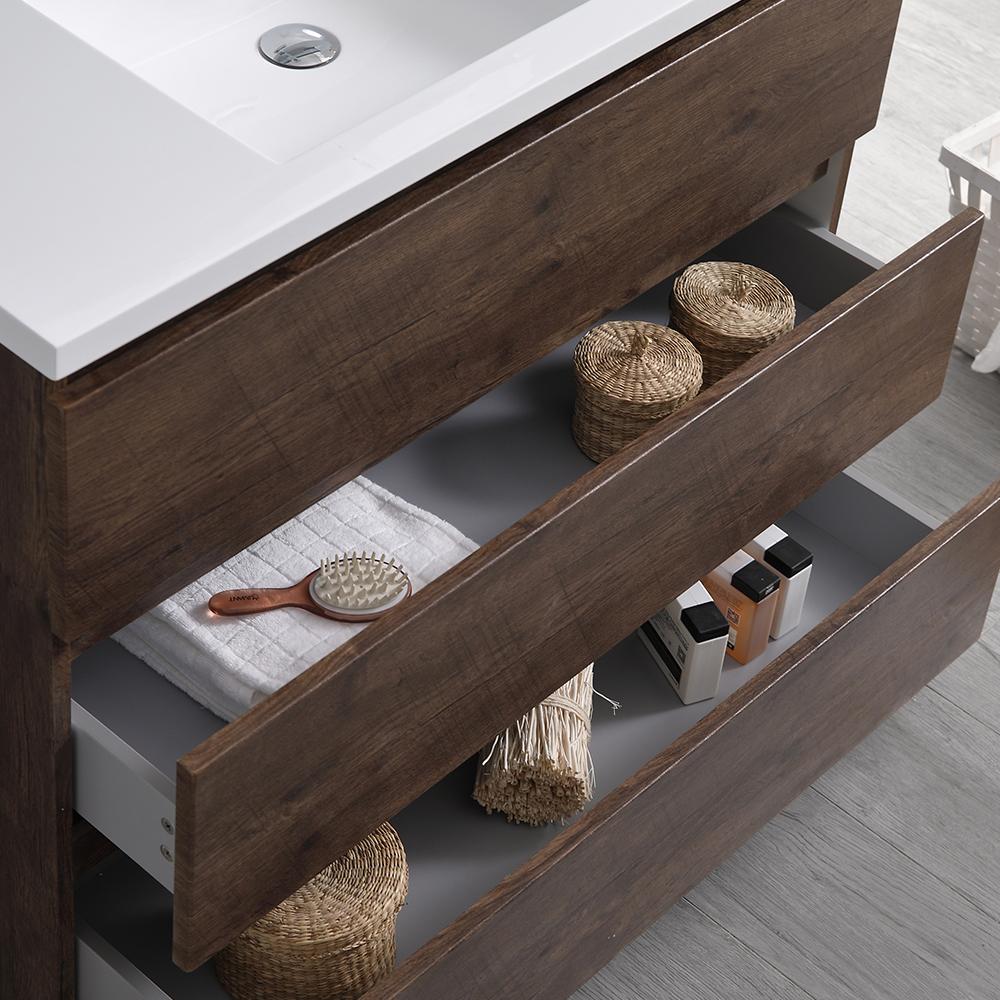 Fresca Lazzaro 42" Rosewood Free Standing Modern Bathroom Vanity w/ Medicine Cabinet
