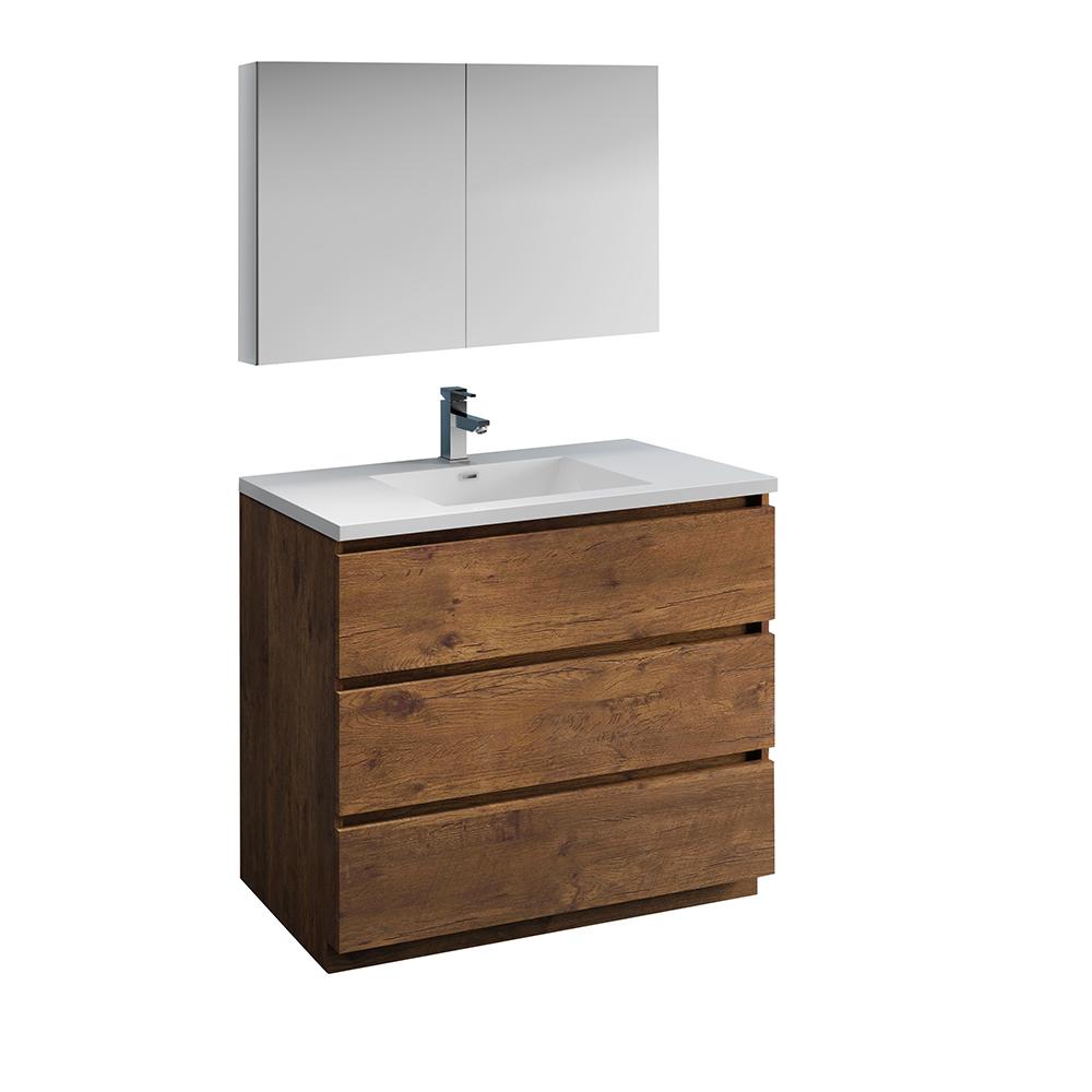 Fresca Lazzaro 42" Rosewood Free Standing Modern Bathroom Vanity w/ Medicine Cabinet
