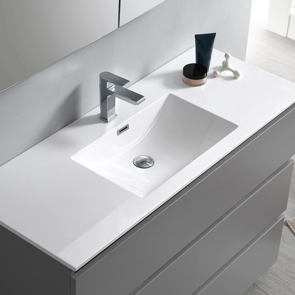 Fresca Lazzaro 48" Gray Free Standing Modern Bathroom Vanity w/ Medicine Cabinet