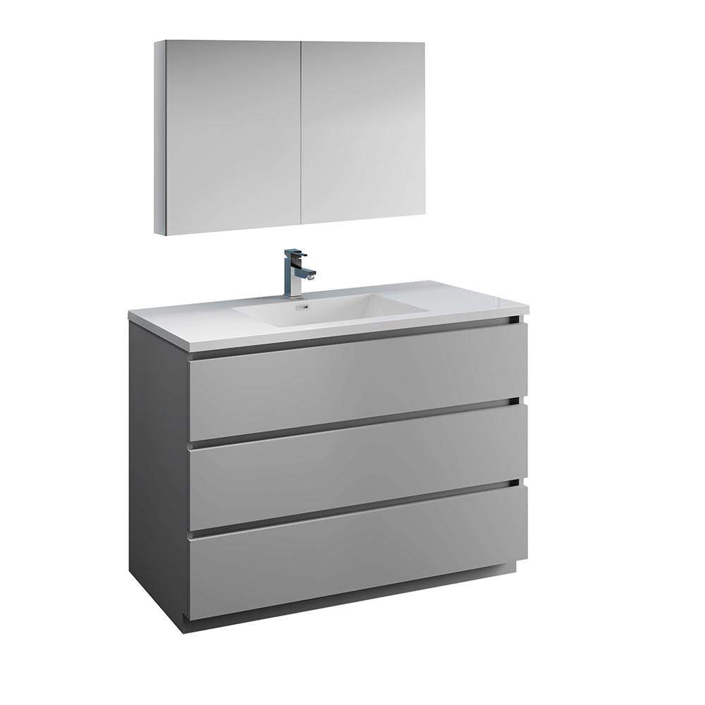 Fresca Lazzaro 48" Gray Free Standing Modern Bathroom Vanity w/ Medicine Cabinet