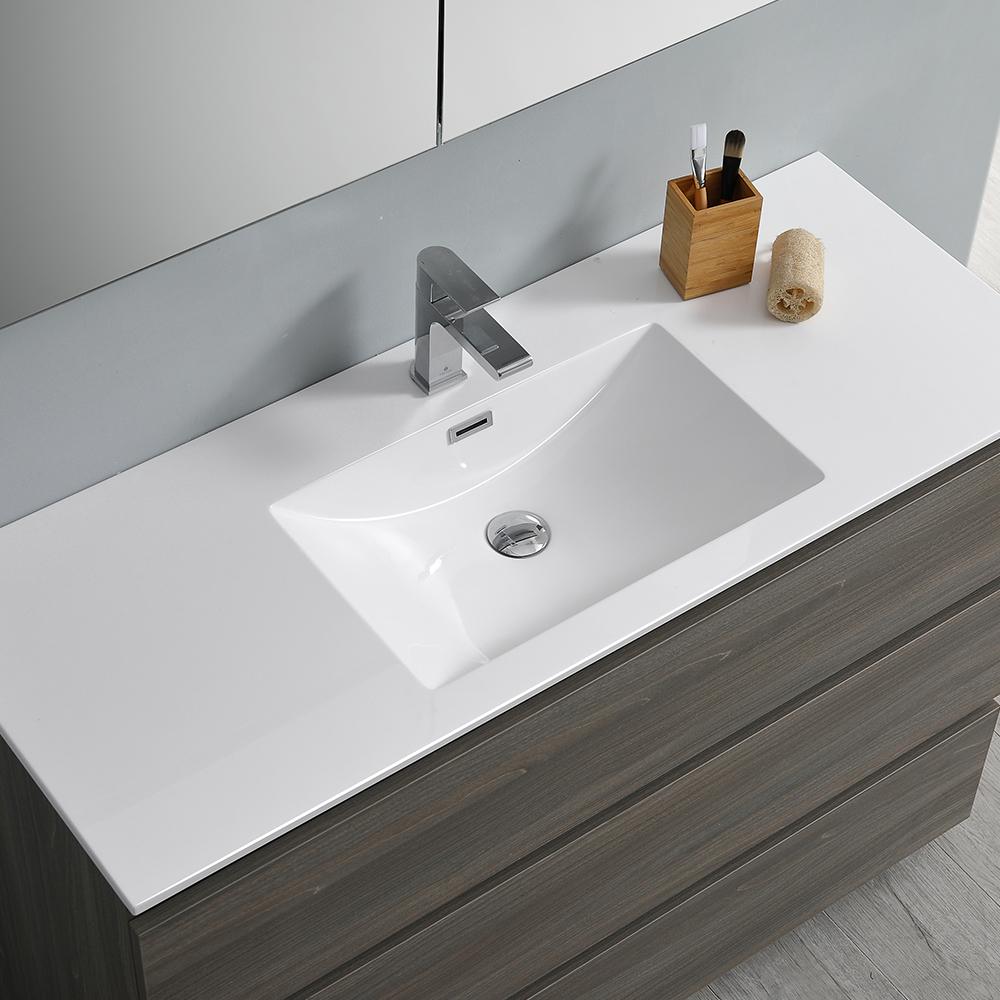 Fresca Lazzaro 48" Gray Wood Free Standing Modern Bathroom Vanity w/ Medicine Cabinet
