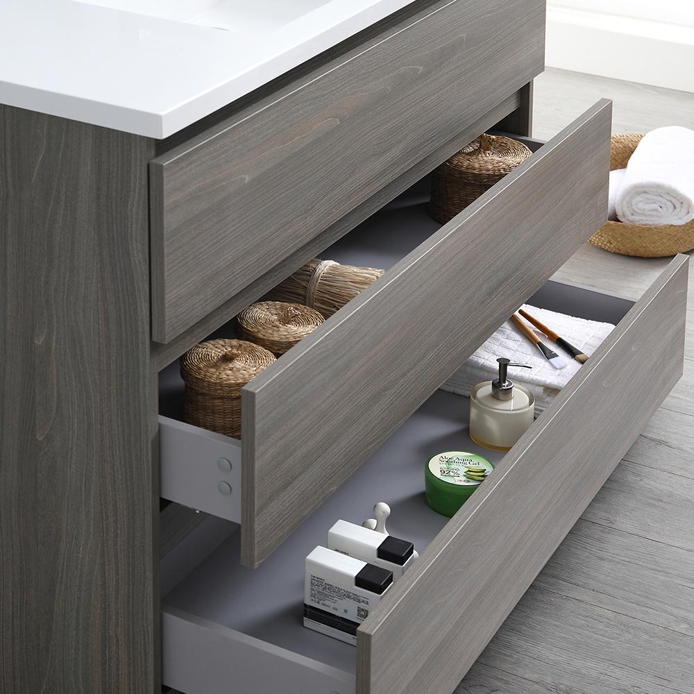 Fresca Lazzaro 48" Gray Wood Free Standing Modern Bathroom Vanity w/ Medicine Cabinet