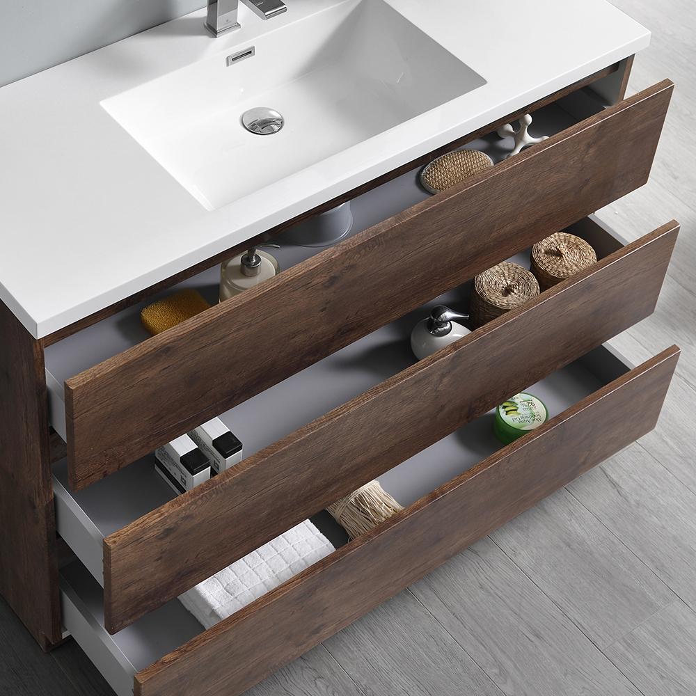 Fresca Lazzaro 48" Rosewood Free Standing Modern Bathroom Vanity w/ Medicine Cabinet