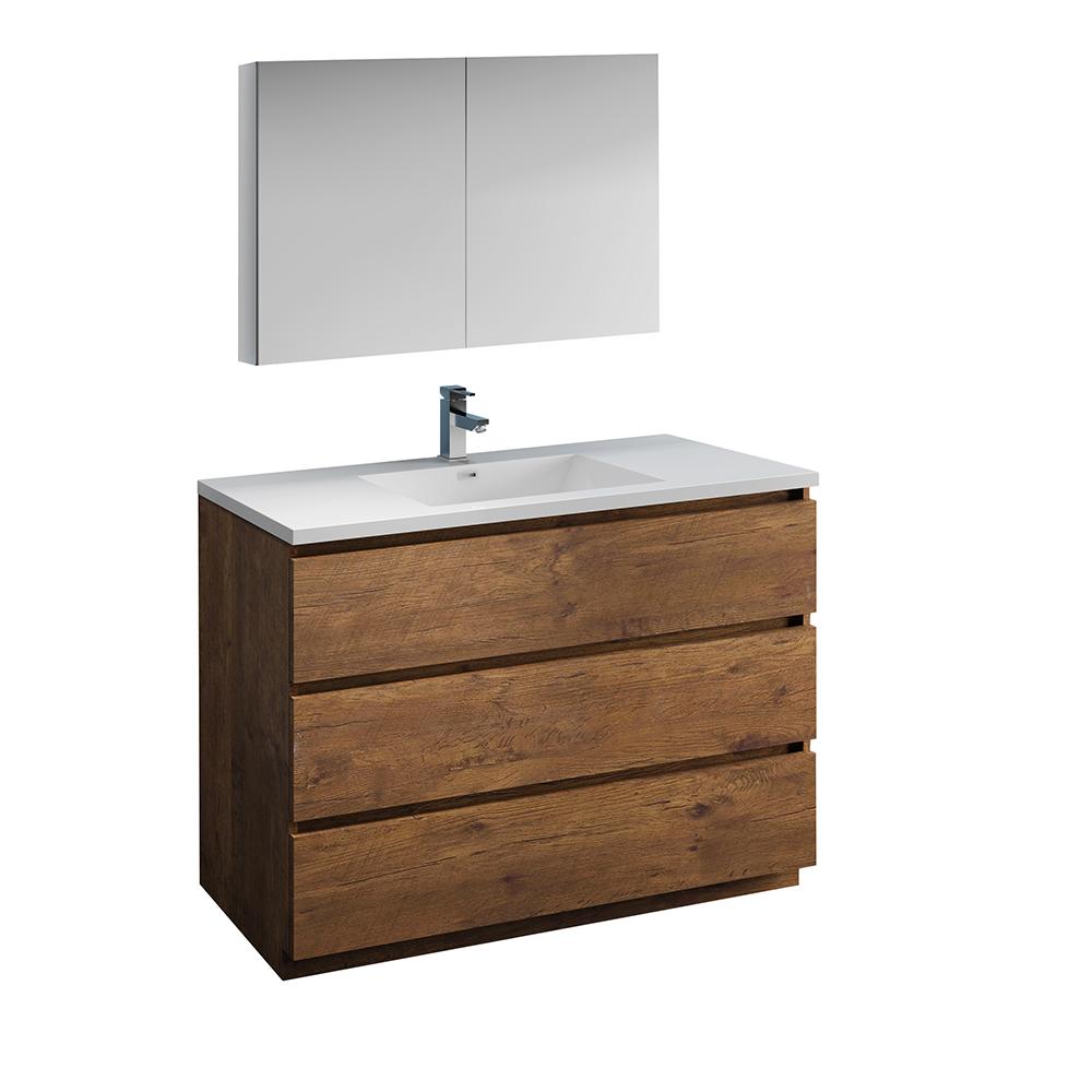 Fresca Lazzaro 48" Rosewood Free Standing Modern Bathroom Vanity w/ Medicine Cabinet