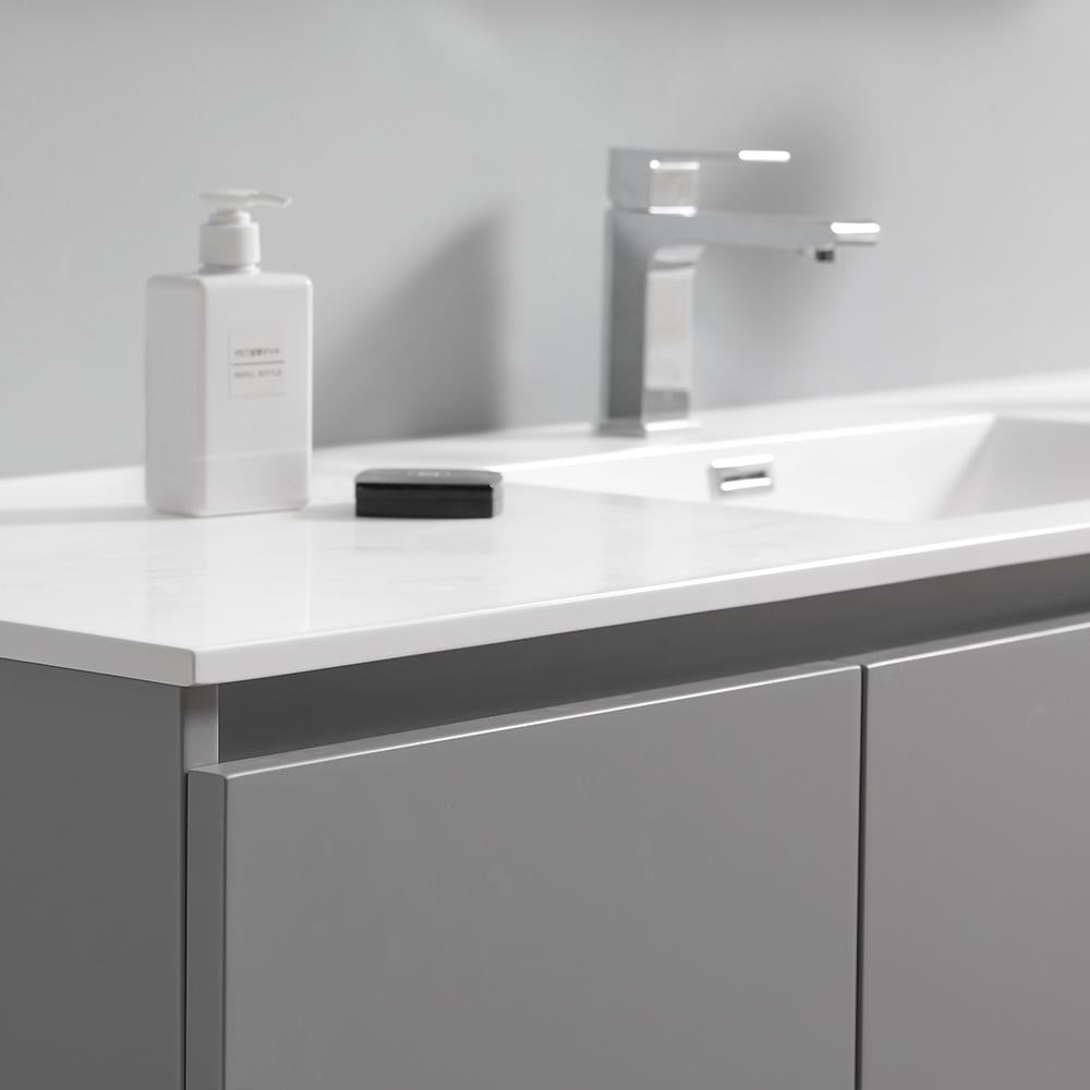 Fresca Lazzaro 60" Gray Free Standing Single Sink Modern Bathroom Vanity w/ Medicine Cabinet