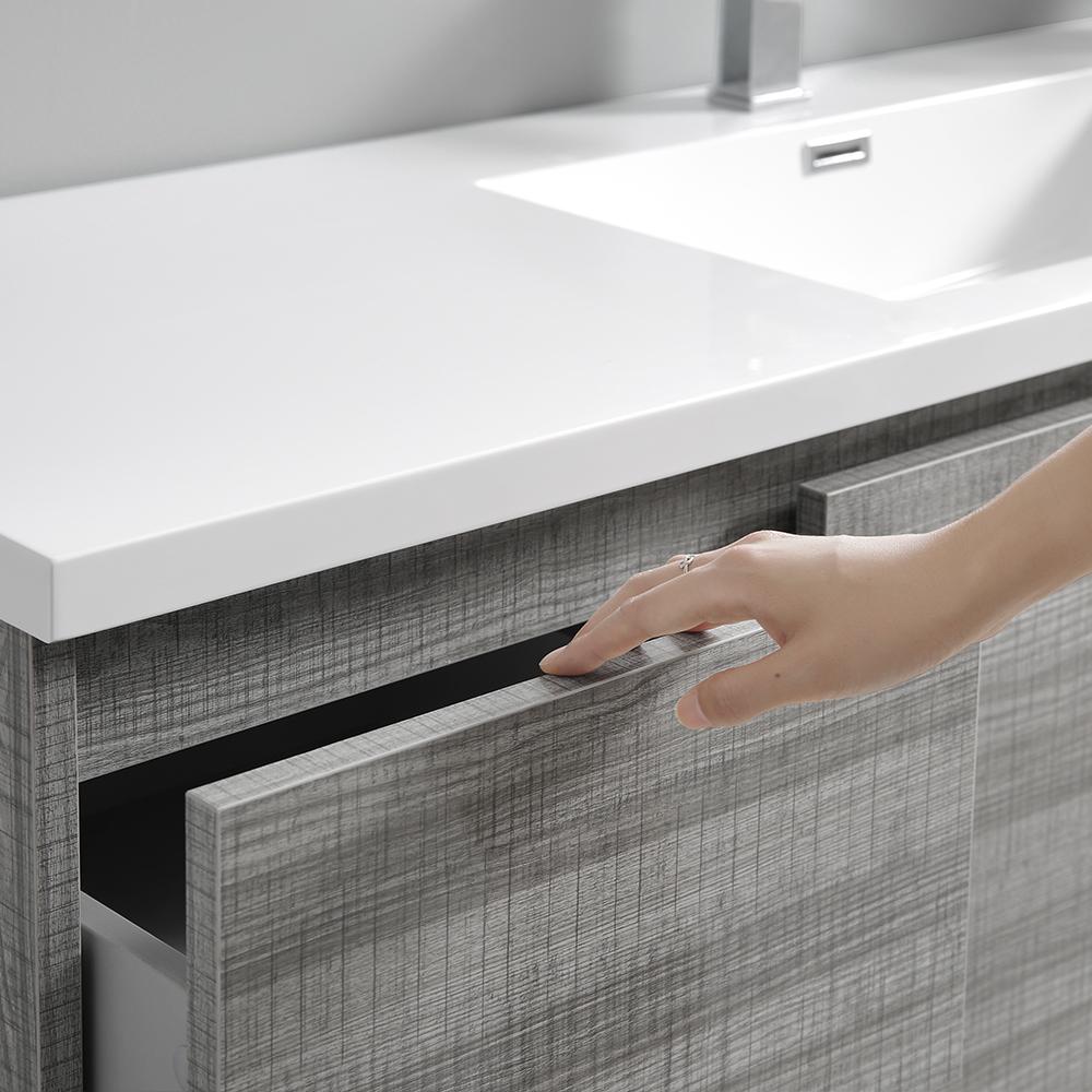Fresca Lazzaro 60" Glossy Ash Gray Free Standing Single Sink Modern Bathroom Vanity w/ Medicine Cabinet
