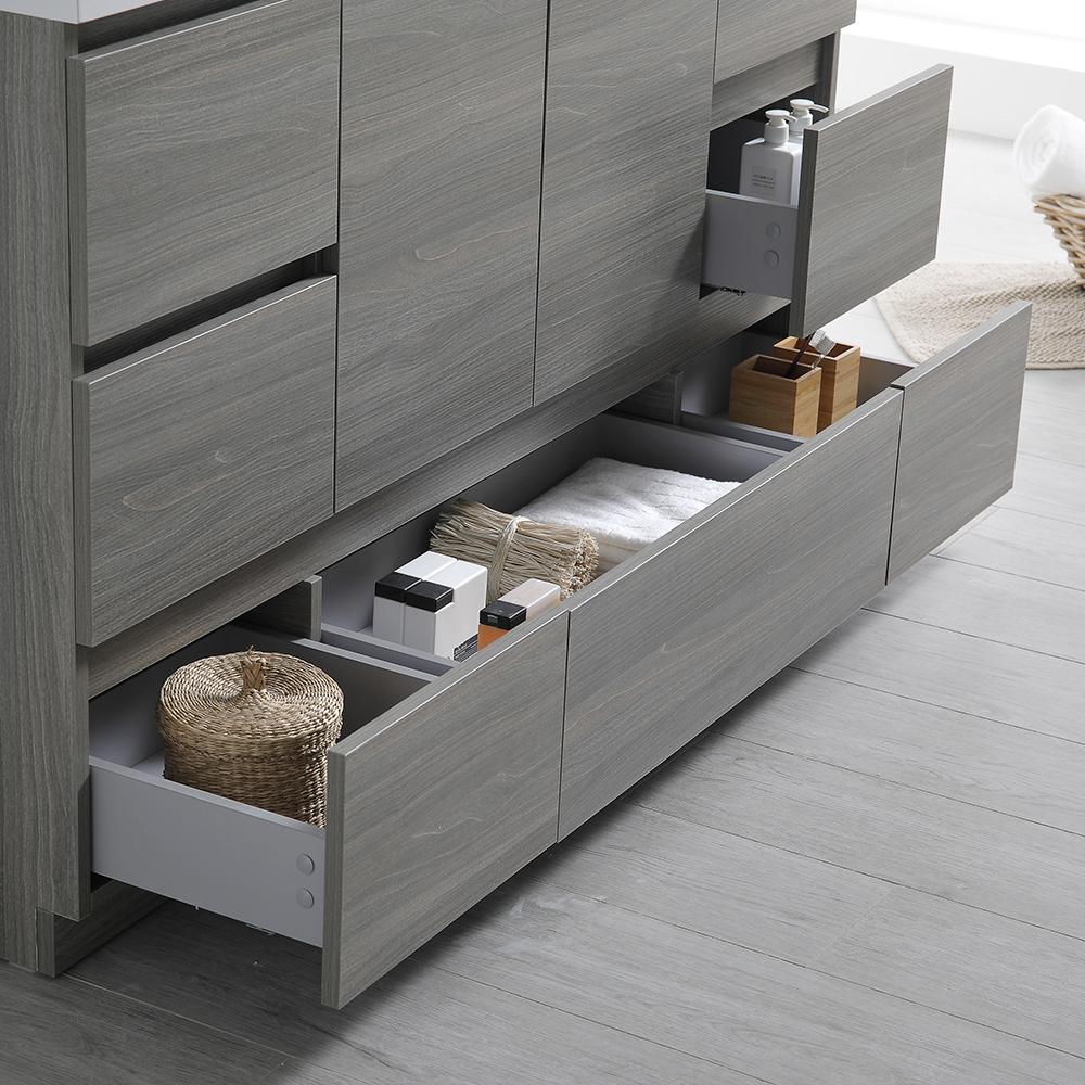 Fresca Lazzaro 60" Gray Wood Free Standing Single Sink Modern Bathroom Vanity w/ Medicine Cabinet