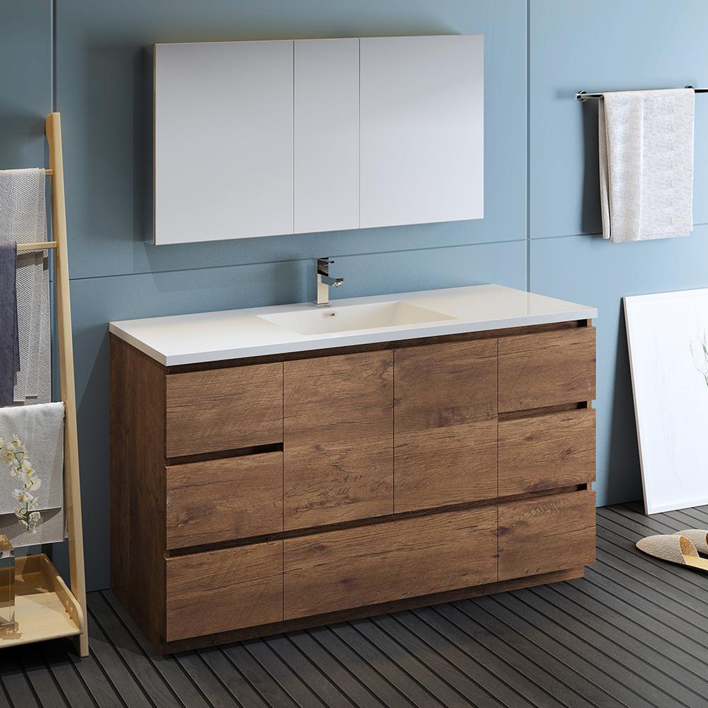Fresca-Lazzaro-60"-Rosewood-Free-Standing-Single-Sink-Modern-Bathroom-Vanity-w/-Medicine-Cabinet-(FVN9360RW-S)